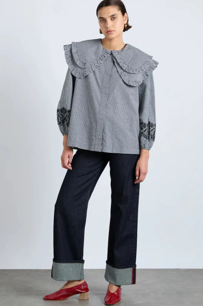 LOIS DOUBLE COLLAR BLOUSE XS