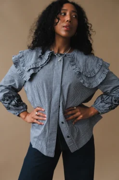 LOIS DOUBLE COLLAR BLOUSE XS