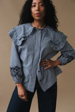 LOIS DOUBLE COLLAR BLOUSE XS