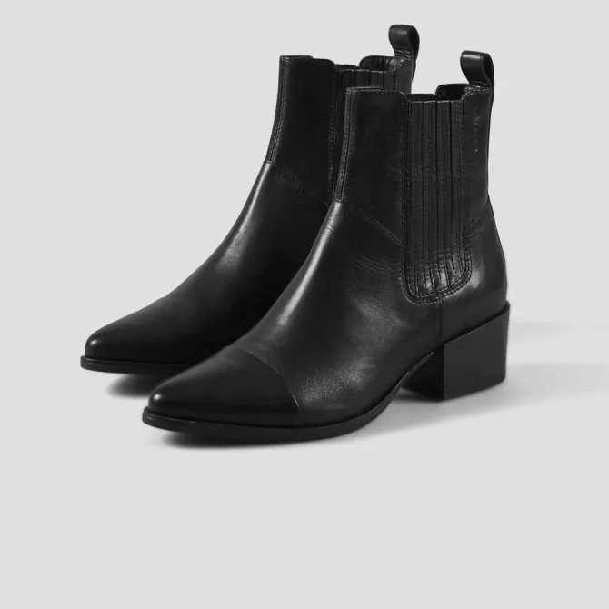 MARJA BLACK LEATHER BOOTS