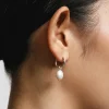 PEARL HOOP EARRINGS SILVER