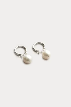 PEARL HOOP EARRINGS SILVER