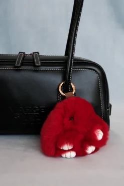 RED LONG EARED BUNNY BAG CHARM