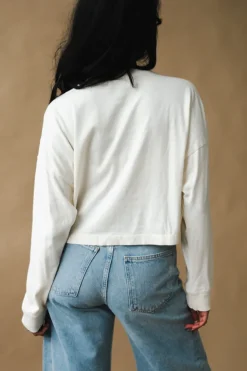 RELAXED CROP LONG SLEEVE TEE BONE