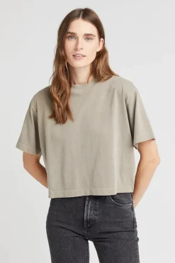 RELAXED SHORT SLEEVE CROP TEE WARM GREY