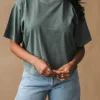 RELAXED SHORT SLEEVE CROP TEE SAGE LEAF