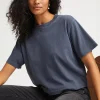 RELAXED SHORT SLEEVE CROP TEE BLUE STEEL