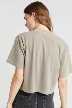 RELAXED SHORT SLEEVE CROP TEE WARM GREY