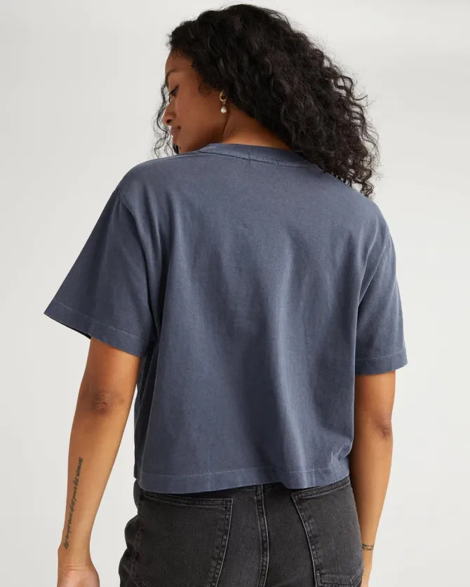 RELAXED SHORT SLEEVE CROP TEE BLUE STEEL
