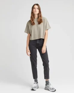 RELAXED SHORT SLEEVE CROP TEE WARM GREY