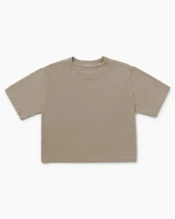 RELAXED SHORT SLEEVE CROP TEE WARM GREY