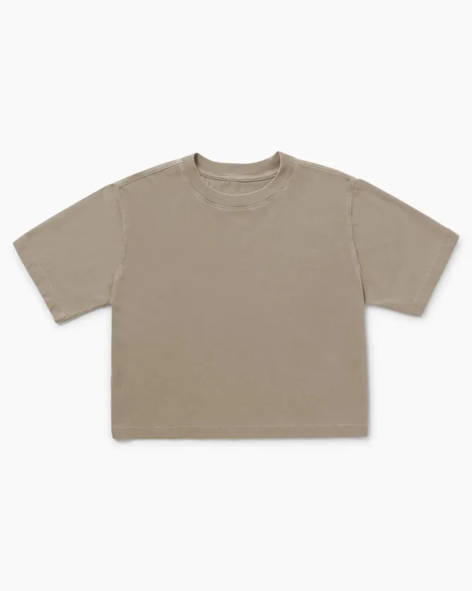 RELAXED SHORT SLEEVE CROP TEE WARM GREY