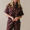 SHORT SLEEVE CHECKERED TOP