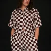 SHORT SLEEVE CHECKERED TOP