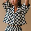 SHORT SLEEVE CHECKERED TOP