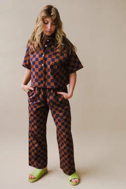 SHORT SLEEVE CHECKERED TOP
