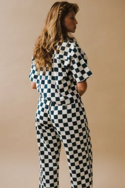 SHORT SLEEVE CHECKERED TOP