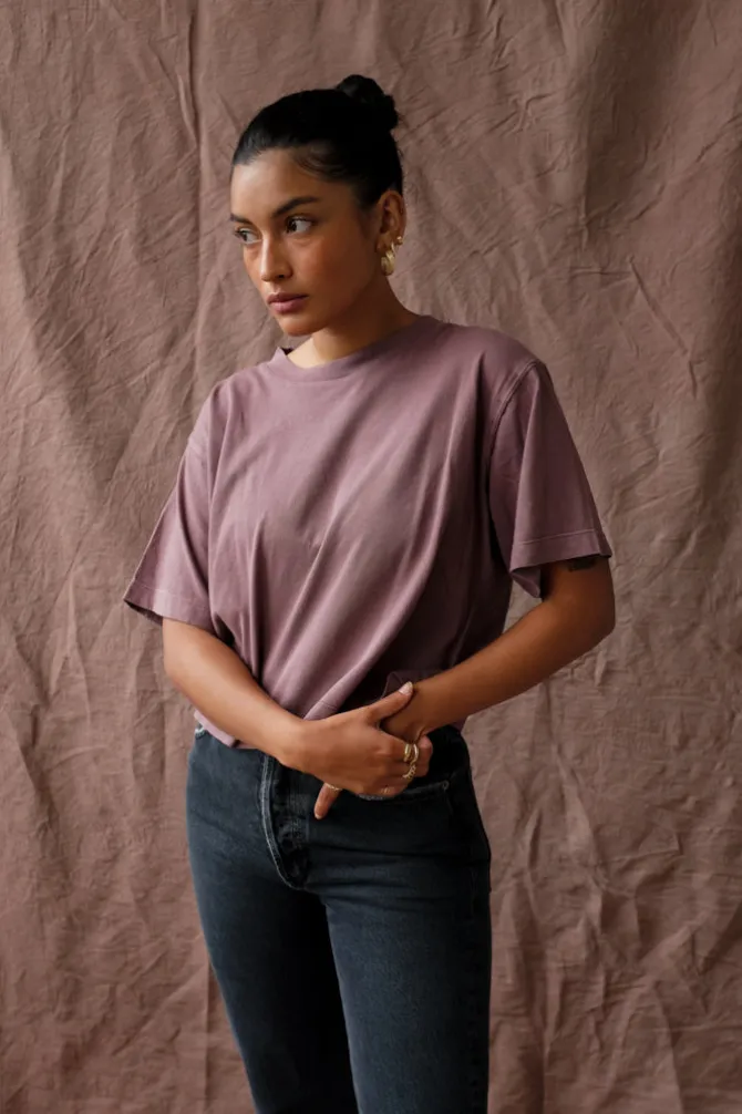 SHORT SLEEVE CROP TEE PLUM SMOKE
