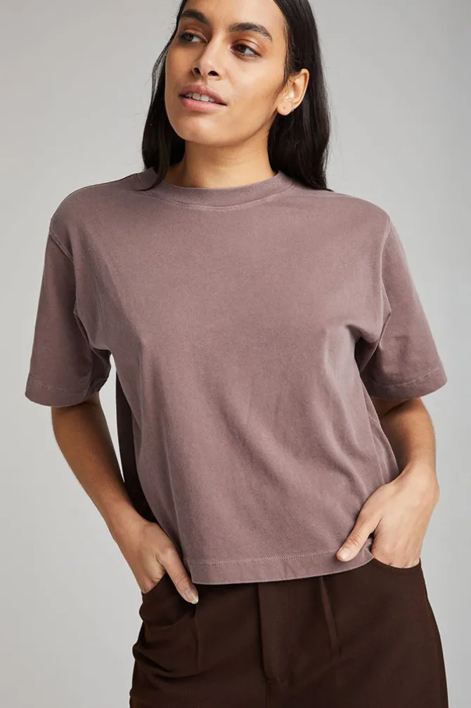 SHORT SLEEVE CROP TEE PLUM SMOKE