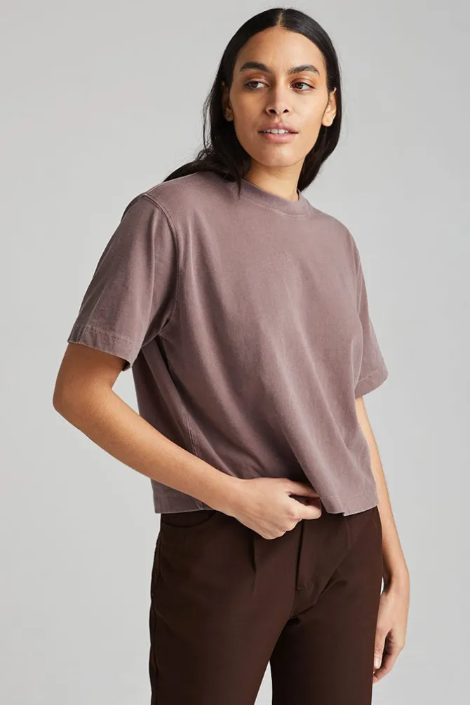 SHORT SLEEVE CROP TEE PLUM SMOKE
