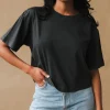SHORT SLEEVE CROP TEE STRETCH LIMO