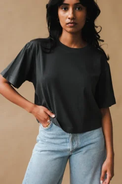 SHORT SLEEVE CROP TEE STRETCH LIMO