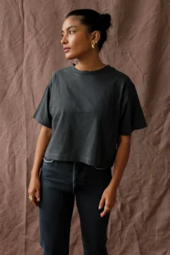 SHORT SLEEVE CROP TEE STRETCH LIMO