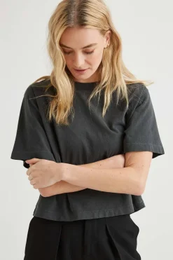 SHORT SLEEVE CROP TEE STRETCH LIMO
