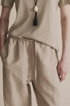 SILK LINEN DRAWSTRING PANTS
