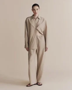 SILK LINEN DRAWSTRING PANTS
