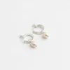 SMALL PEARL HOOP EARRINGS SILVER