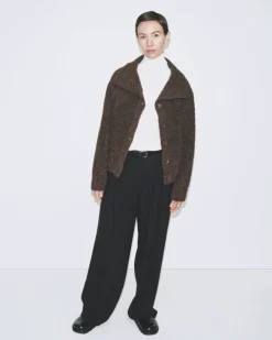 SPREAD COLLAR BOUCLE CARDIGAN