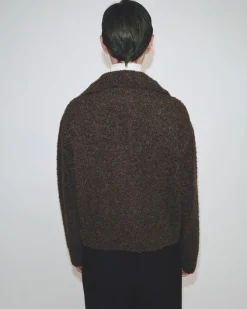 SPREAD COLLAR BOUCLE CARDIGAN