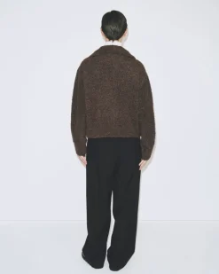 SPREAD COLLAR BOUCLE CARDIGAN