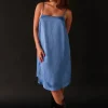 TESSA DRESS BLUE SATIN