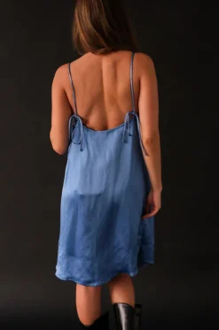 TESSA DRESS BLUE SATIN