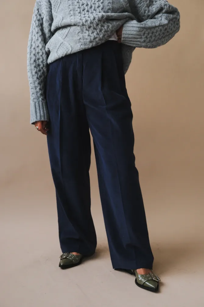 THIN CORDUROY WIDE LEG PANTS