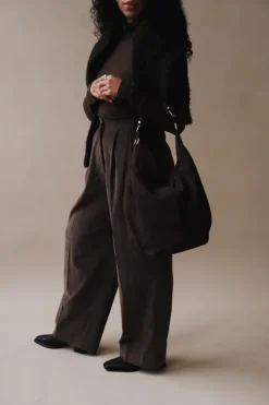 THIN CORDUROY WIDE LEG PANTS