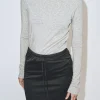 THIN RIBBED ROLL NECK TOP