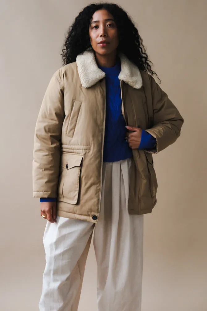 UNISEX COLLARED GOOSE DOWN HALF JACKET