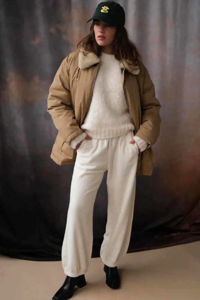 UNISEX COLLARED GOOSE DOWN HALF JACKET