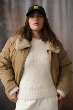 UNISEX COLLARED GOOSE DOWN HALF JACKET