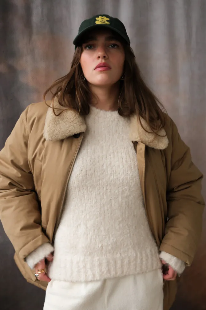 UNISEX COLLARED GOOSE DOWN HALF JACKET
