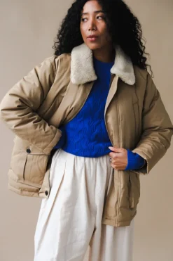 UNISEX COLLARED GOOSE DOWN HALF JACKET