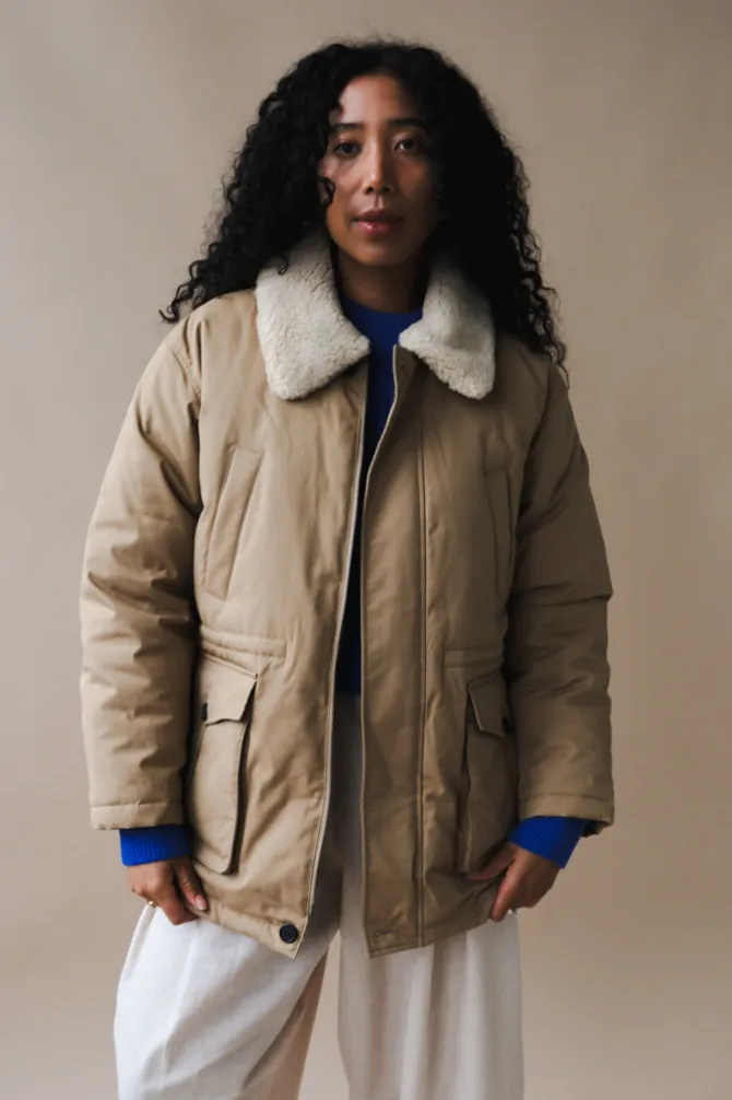 UNISEX COLLARED GOOSE DOWN HALF JACKET
