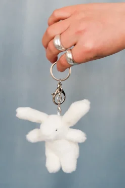 WHITE BUNNY BAG CHARM