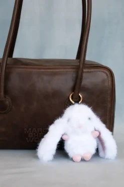 WHITE LONG EARED BUNNY BAG CHARM