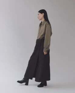 WOOL BLEND MAXI WRAP SKIRT