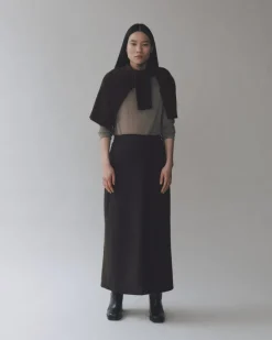 WOOL BLEND MAXI WRAP SKIRT
