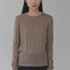 WOOL TENCEL CREW NECK TOP